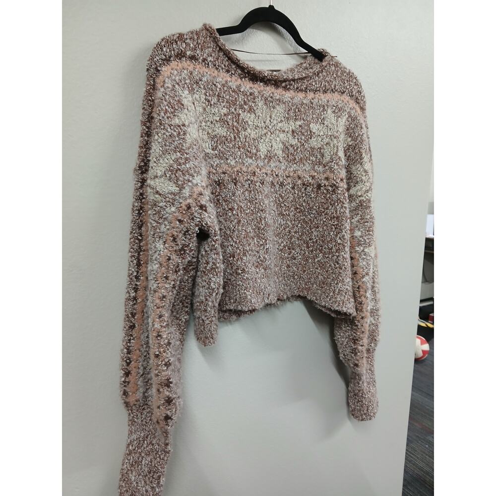 Free People Snowflake Pullover cropped sweater size medium - Picture 3 of 9